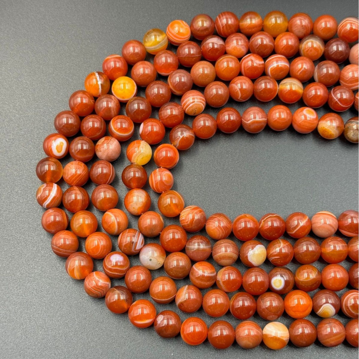 Banded agate round bead strands
