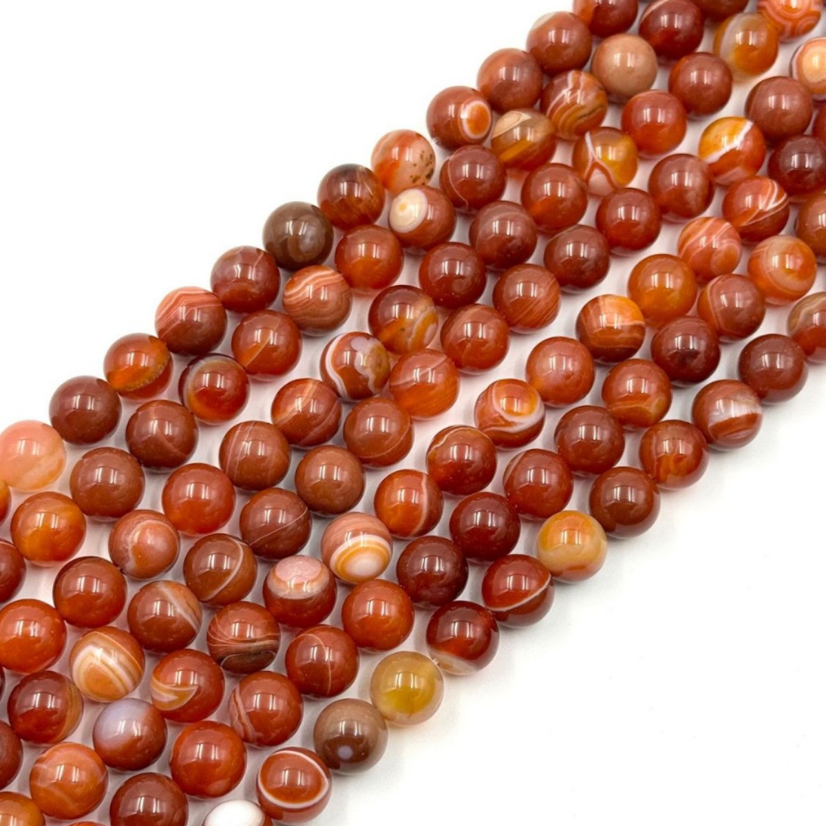 Banded agate round bead strands