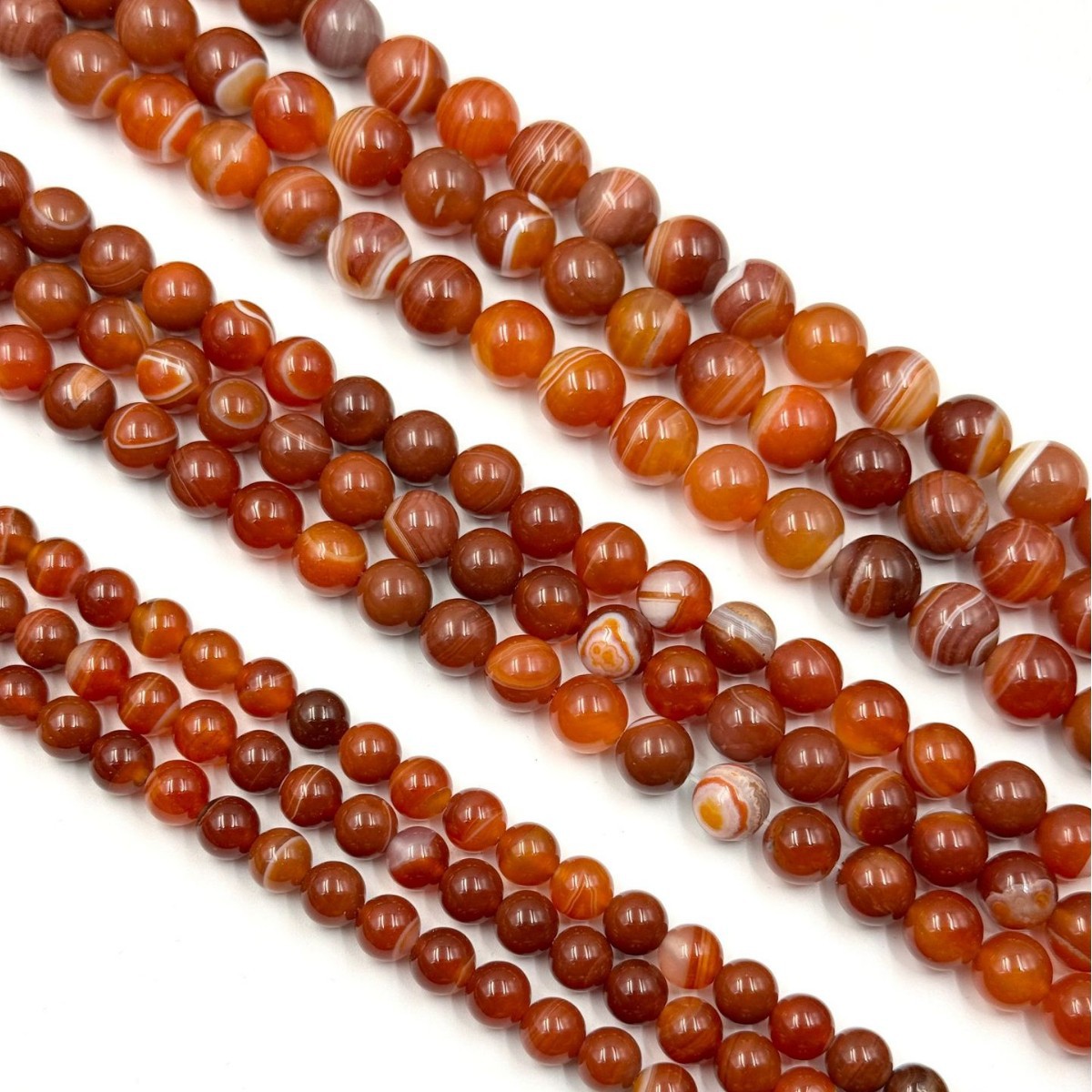 Banded agate round bead strands