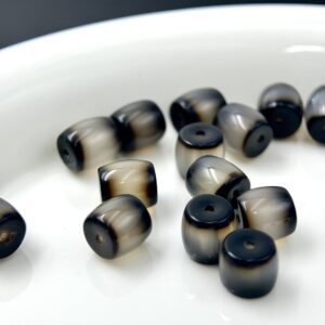 Natural agate and chalcedony barrel spacer beads