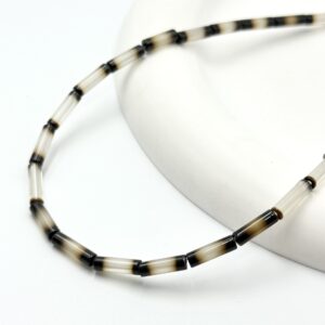 Natural agate and chalcedony tube bead strands