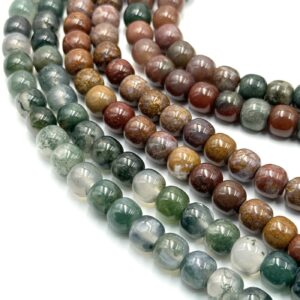 Natural agate and multicolor jade old-style bead strands