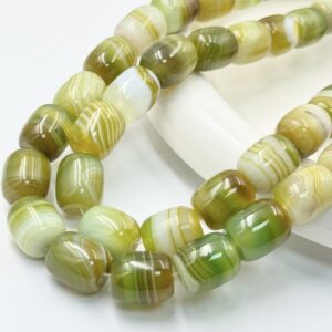 Natural banded agate drum bead strands