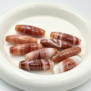 Natural banded agate Dzi barrel beads