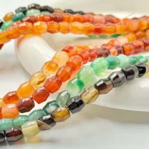 Natural banded agate rice bead strands