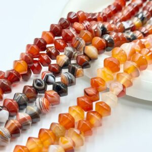 Natural banded agate saucer bead strands