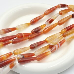 Natural banded agate teardrop bead strands
