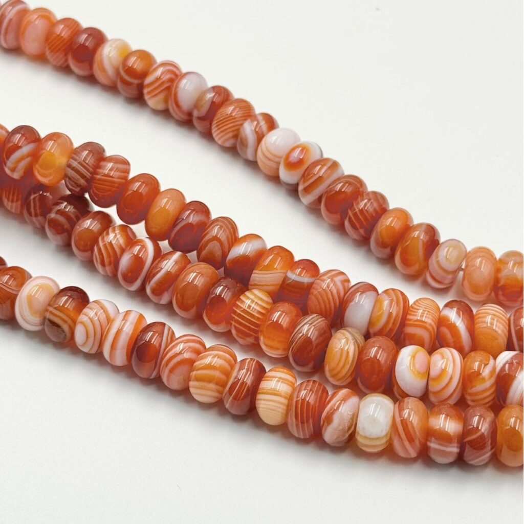 Natural salmon agate abacus bead strand