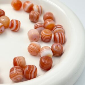 Natural salmon agate old-style beads