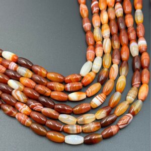 Natural striped agate rice beads for jewelry making