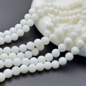 Natural white agate round bead strands