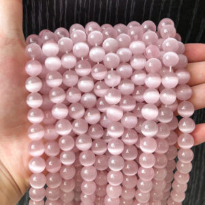 Simulated cat eye round beads for jewelry making