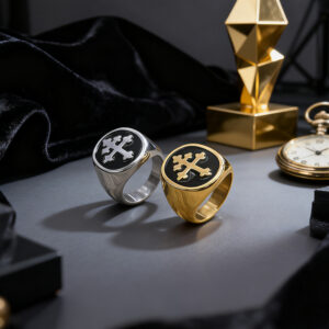 Stainless Steel Lorraine Cross Religious Ring