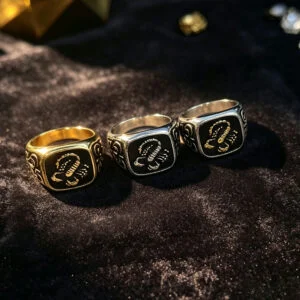 Stainless Steel Scorpio Zodiac Signet Ring