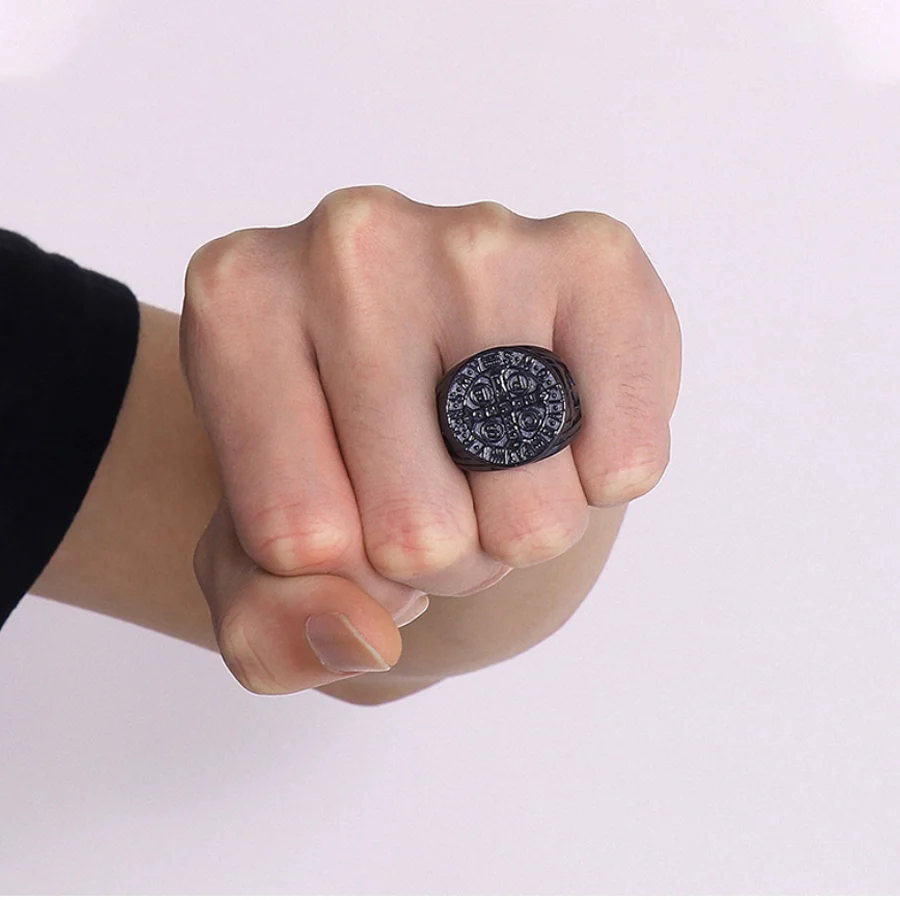 Stainless Steel Saint Benedict Cross Ring