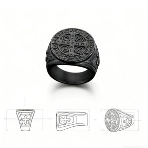 Stainless Steel Saint Benedict Cross Ring
