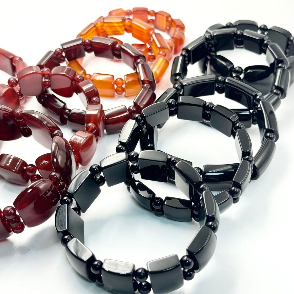 Agate tablet bead stretch bracelets