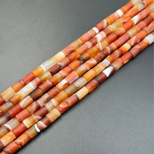 Aged striped agate barrel bead strands