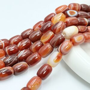 Banded agate drum spacer bead strands