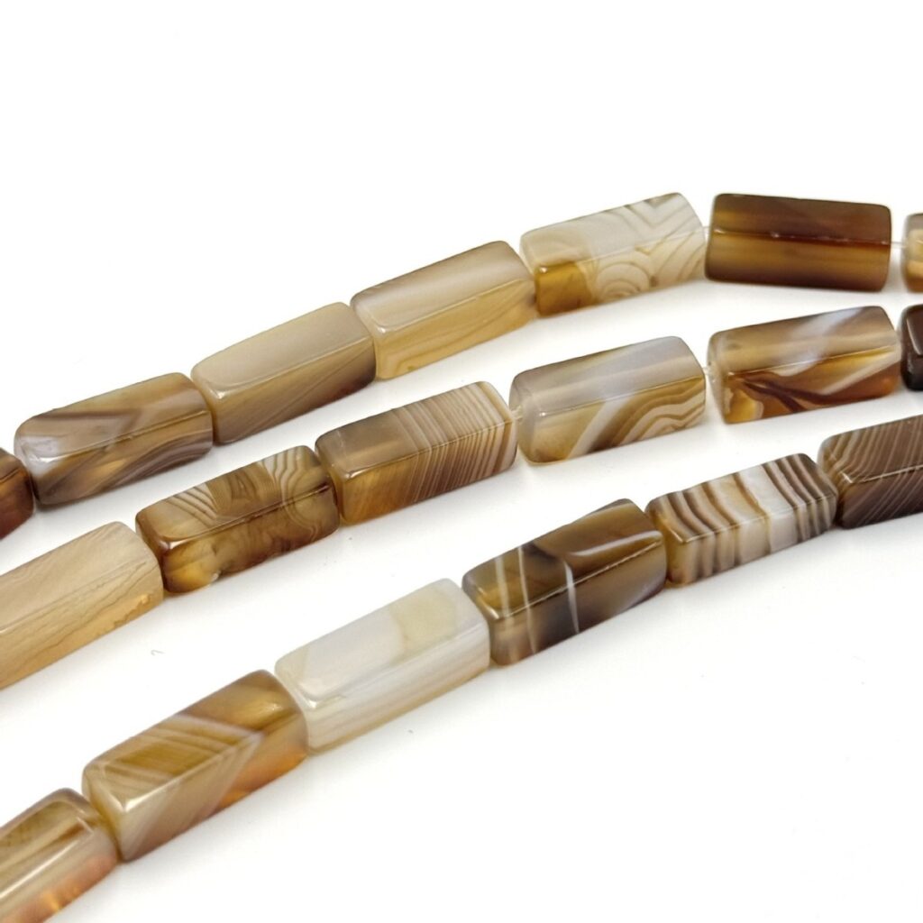 Banded agate rectangular bead strands