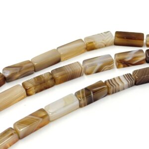 Banded agate rectangular bead strands