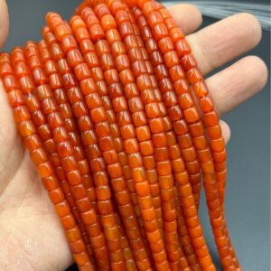 Banded agate small barrel bead strands