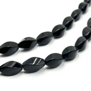 Black banded agate twist bead strands
