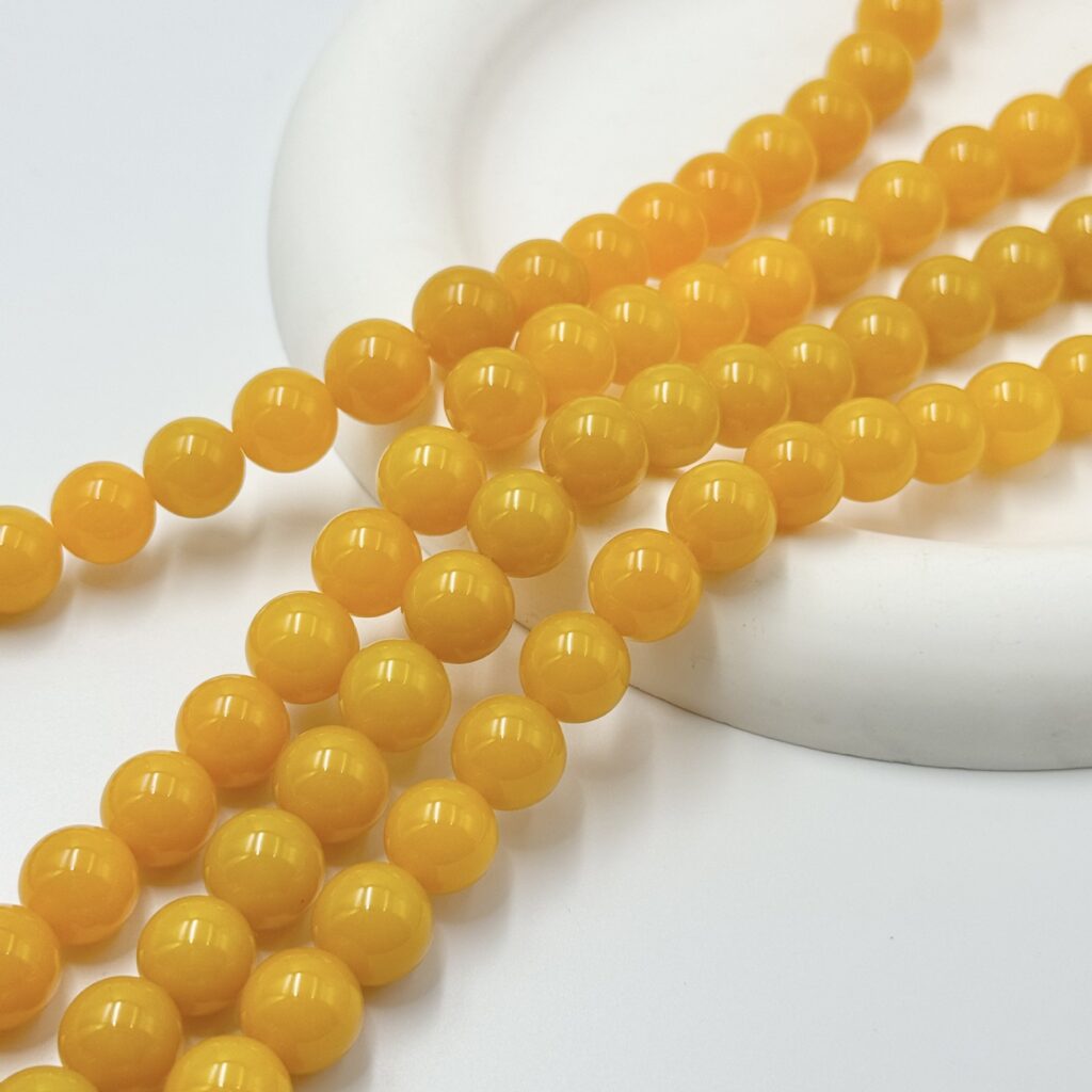 Honey yellow agate round bead strands