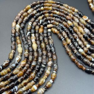 Natural banded agate vase bead strands