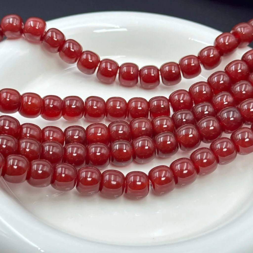 Red agate apple bead strands