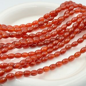 Red agate rice bead strands