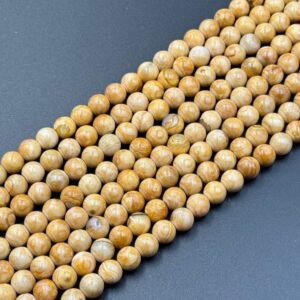 Saturn yellow and multicolor agate round bead strands