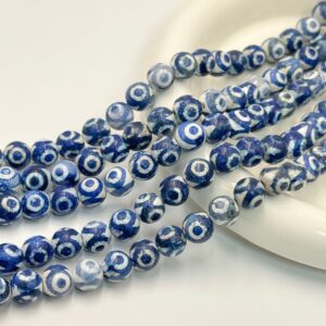 Tibetan Dzi style agate round bead strands