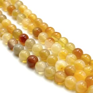 Yellow chalcedony round bead strand