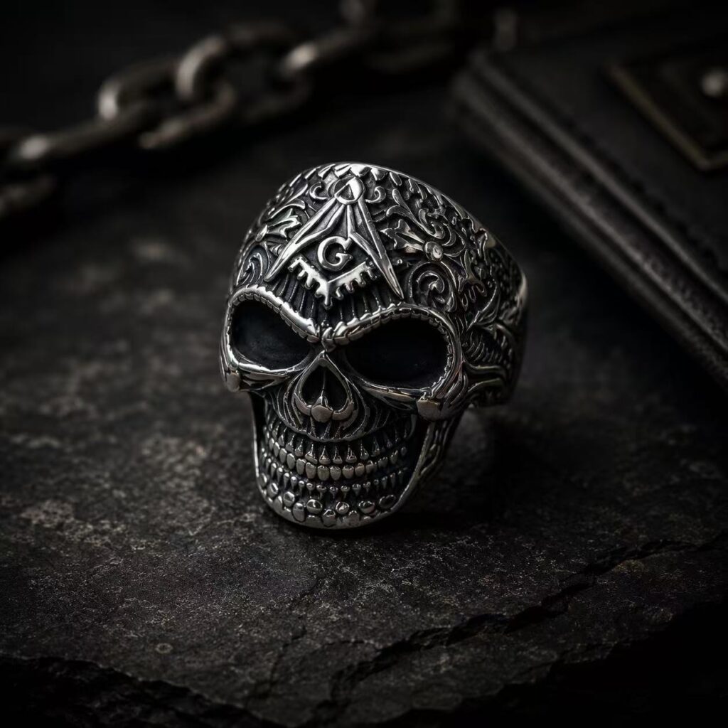 Stainless Steel Masonic Skull Signet Ring