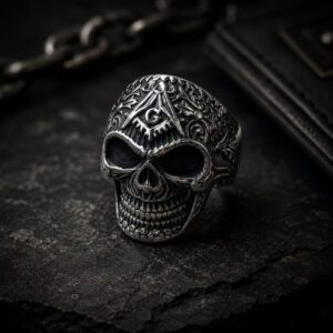 Stainless Steel Masonic Skull Signet Ring