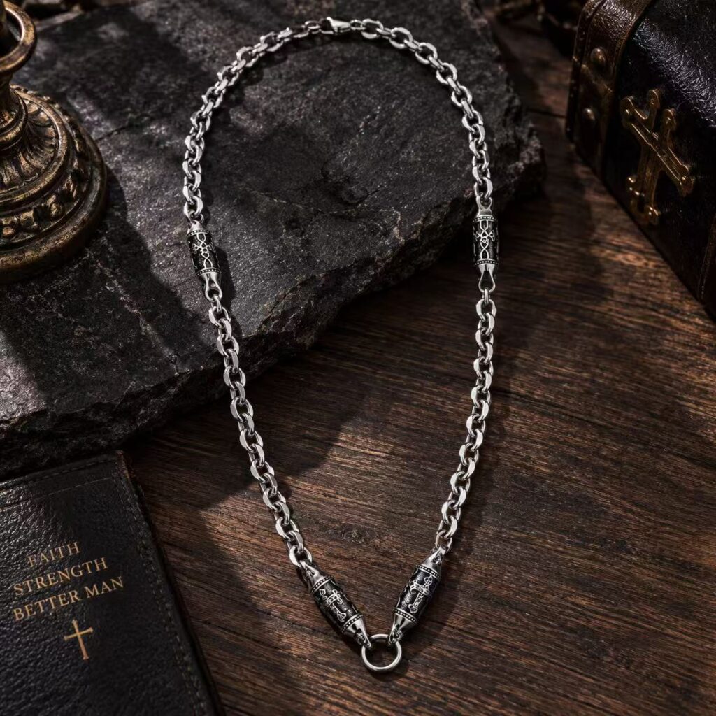 Men's Versatile Bold Gothic Cross Necklace, Handmade DIY, 316 Stainless Steel